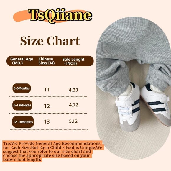 Baby Boys Girls Black Faux Leather Rubber Sole Retro Walking Sneakers Shoes - Picture 6 of 6